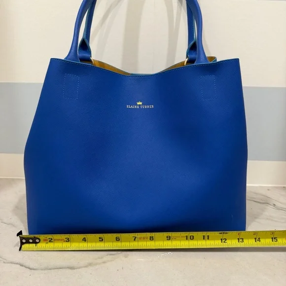 Elaine Turner Royal Blue Leather Tote with Removable Pouch - Picture 2 of 16